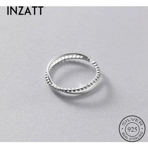 INZATT Real 925 Sterling Silver lines Cross Adjustable Ring For Fashion Women Fine Jewelry Hiphop Minimalist Accessories