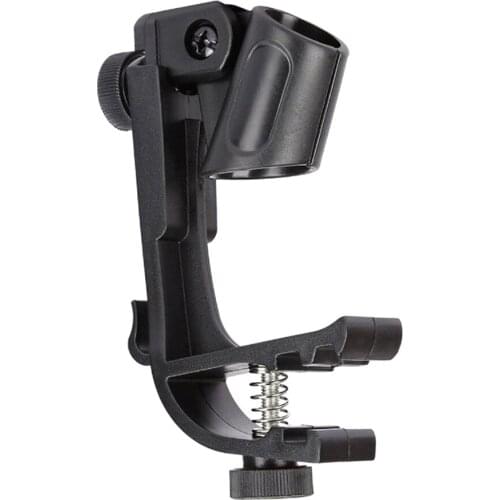 RipengPI Adjustable Microphone Stand Clamp, Shockproof Mount Microphone Mic Clamp Stand Holder Clamp Clip On Drum Table Rim