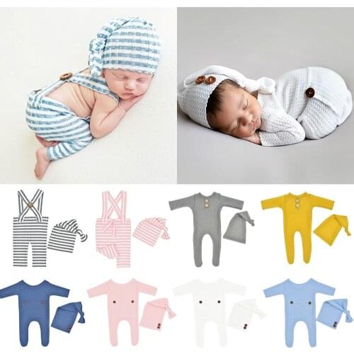Newborn Photography Props Knitted Baby Costume Hat Newborn Accessories for Girl Boy Clothing New Born Baby Fotografia 2pcs