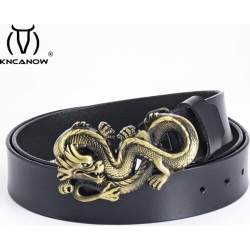 New High Quality Men Belt Genuine Leather Cowhide Handmade Hombre Waistbands Chinese Dragon Pressed Straps Male Designer Cintos