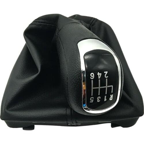 5 6 Speed Car Gear Shift Knobs With Gear Shift Collars Leather Boot For Skoda Superb II 3T 2008 2009 2010 2011 2012