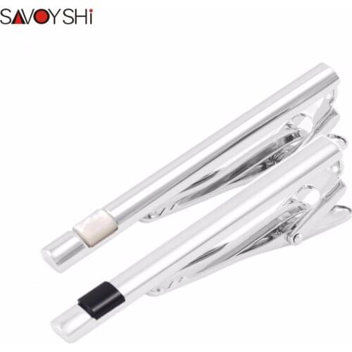 SAVOYSHI Metal Simple Shell Tie Clips for Mens Necktie Clasp Tie bar Pin High Quality Wedding Gift Brand Men Jewelry