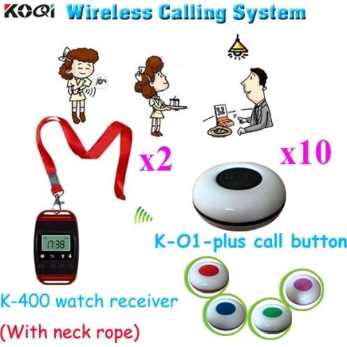 Table Calling System Ycall Good Reputation Wireless Restaurant Order Calling Equipments (2pcs watch+10pcs call button)