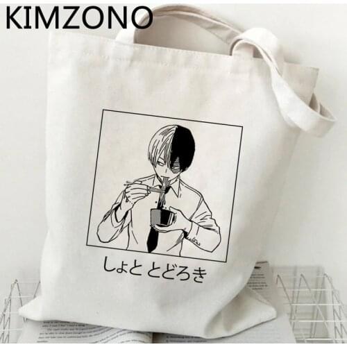 My Hero Academia Shoto Todoroki shopping bag tote canvas shopper jute bag cotton recycle bag bag tote foldable woven sacolas