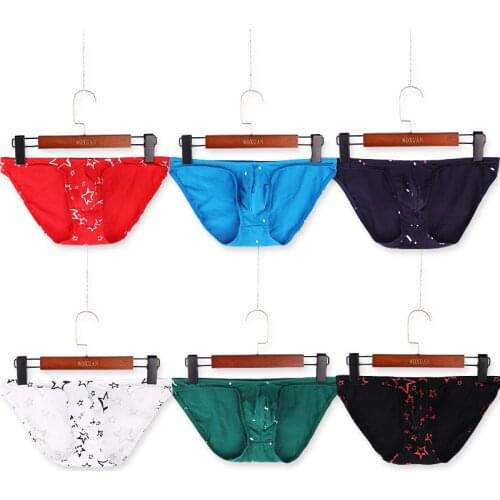 Mens Underwear Low Waist Printed Cotton Briefs Penis Pouch Male Panties Heren Sexy Ondergoed Gay Underpants Calzoncillo Hombre