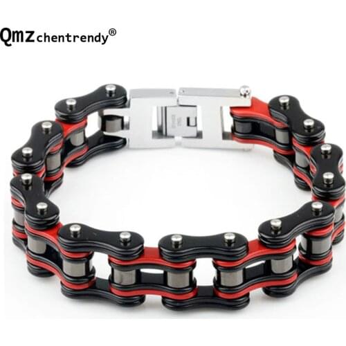 Top Quality Multi Colors Biker Motorcycle Link Bangle 316L Stainless Steel Heavy Boys Mens Moto Chain Bracelet Sport Jewelry