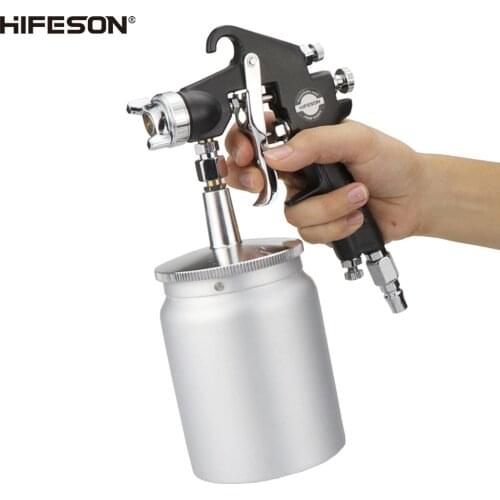 HIFESON High Quality 71S Suction Type Pneumatic Spray Gun Paint Spray Gun 600CC Lower Pot 1.5MM Caliber