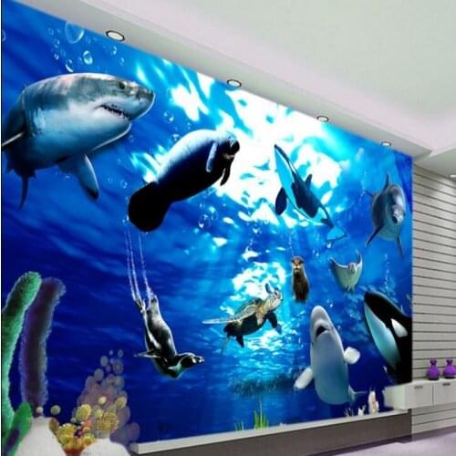 Wellyu Custom large fresco 3D underwater world animal exquisite murals background wall non - woven wallpaper papel de parede