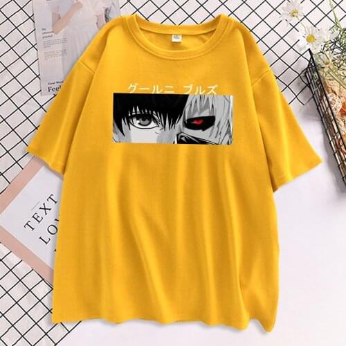White Letter Tokyo Ghoul Eyes Womens Tee Shirt Hip Hop Loose Streetwear 2021 Summer Fashion Tops Leisure Black T-Shirt Female