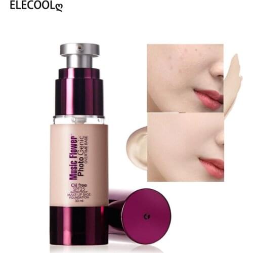 ELECOOL Professional Lazy Liquid Foundation Long-lasting Full Coverage Waterproof Makeup Base Brighten Cover Dark Circles Makeup