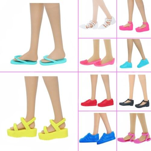 1 Pair Fashion Daily Sneakers Flat Shoes Flats Sandals Dress Up Clothes Accessories for Barbie Doll Baby Girl Dollhouse DIY Toy