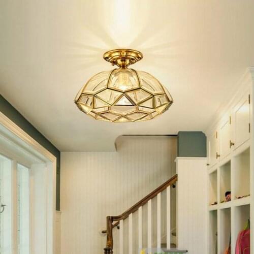 Retro 1 pcs Kitchen Ceiling Lights for Bedroom Villa Vintage Copper Ceiling Lamps Luxury E27 Hanging Light For Dining Room light