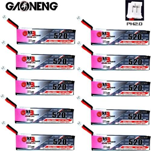 10PCS GNB 520mAh 3.8V 80C/160C 1S HV 4.35V Lipo Battery + Charger With PH2.0 For Emax Tinyhawk Kingkong LDARC TINY7 RC Parts