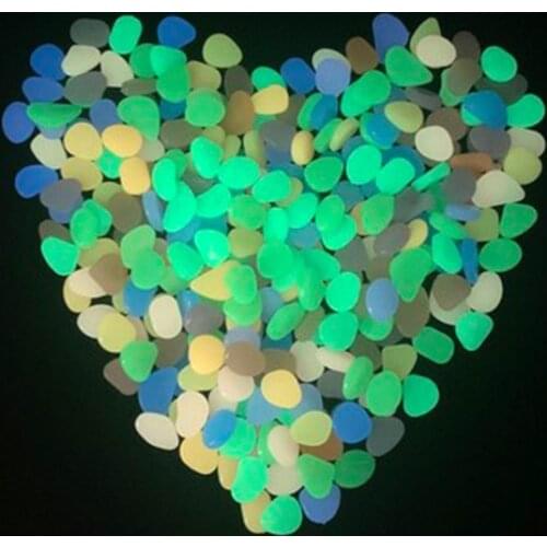 100Pcs Luminous Stone Garden Fish Tank Artificial Stone Luminous Color Pebbles Fluorescent Luminous Stone