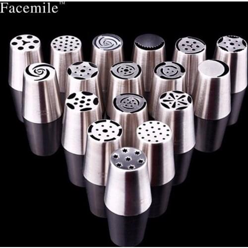 17PCS/Set Stainless Steel Russian Large Icing Piping Pastry Nozzles Rose Tulip Flowers Fondant Gigt Decorating Tool 51066