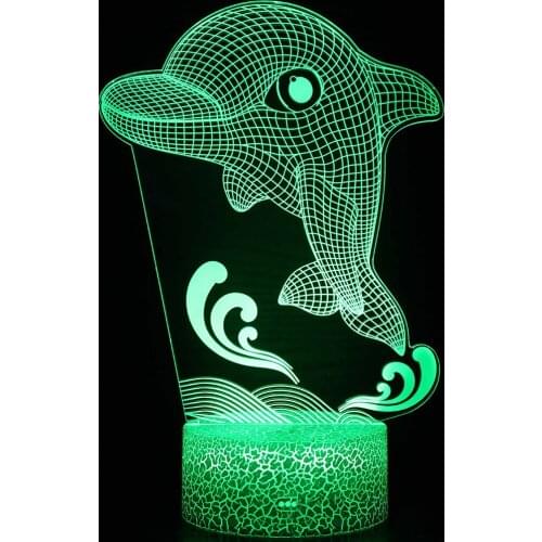 3D LED Light For Kids Gift Remote / Touch Control 3D LED Night Light LED Table Desk Lamp Dolphin LED Night Light Color Change