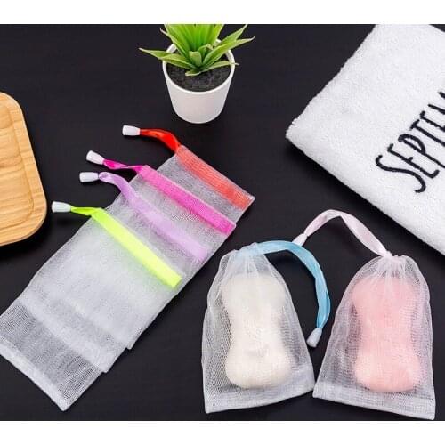5Pcs Soap foaming net facial cleanser foaming net drain soap holder soap saver pouch bathroom accessories