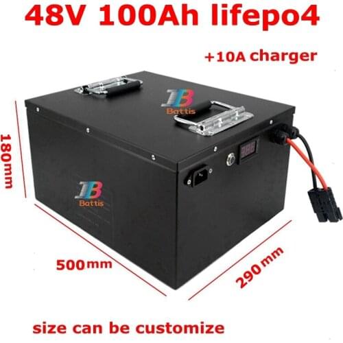 Lifepo4 battery pack 48v 100AH batterie with BMS for electric tricycle golf cart boat EV RV camper scooter + 10A charger