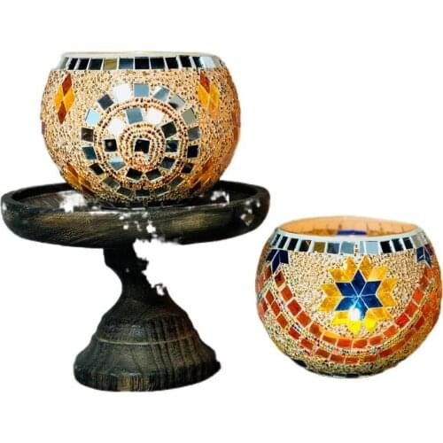 Scented Candle Holder Mosaic Glass Tea Light Handmade Romantic Tealight Potted Plants Vase Home Deco