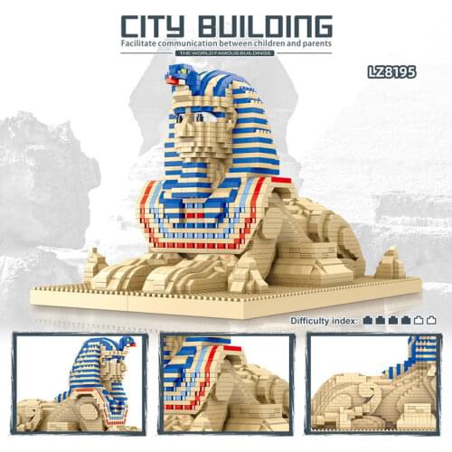 World Attractions Egypt Sphinx 3D Architectural Model Brick DIY City Street View Miniature Diamond Building Block Assembly Toy
