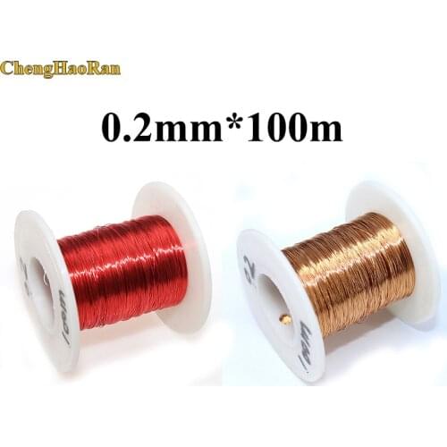 ChengHaoRan 0.2mm x 100m/200m/pc Red Magnet Wire Enameled Copper wire Magnetic Coil Winding 0.2 mm Red