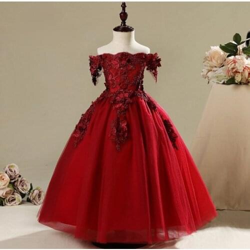 Flower Girl Dresses For Wedding Kids A Line Appliqued Baby Girl Birthday Dress On Offer Princess Communion Dress Girl