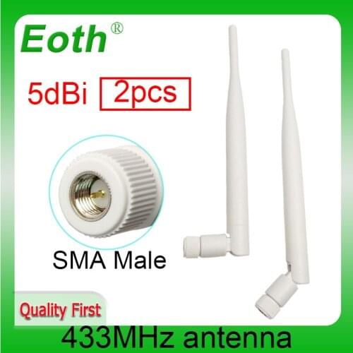 2pcs 433 Mhz Antenna 5dbi SMA Male Connector Plug 433MHz antenne Lorawan 433m antena directional waterproof wireless watermeter