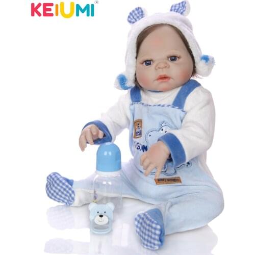 KEIUMI Wholesale 23 Inch 57 cm Reborn Boneca Doll Boy Full Silicone Body Lifelike Kids Playmates Baby Toy Girl Birthday Gift