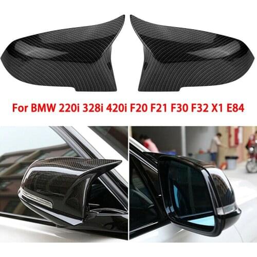 2pcs Carbon Fiber Style Rear Mirror Cover Caps For BMW F20 F21 F22 F30 F32 F36 X1 M3 Car Accessories