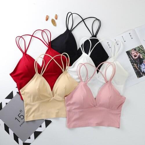 Summer Cross Back Top Women Backless Tube Tops Solid Bra Sexy Wireless Crop Top Women Sport Bra beauty back Bralette Lingerie