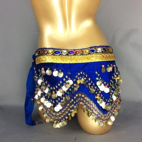 HOT SALE belly dance hip scarf coins sequins chain dancing hip scarf warp belllydance costume belt women skirt dancewear 10color