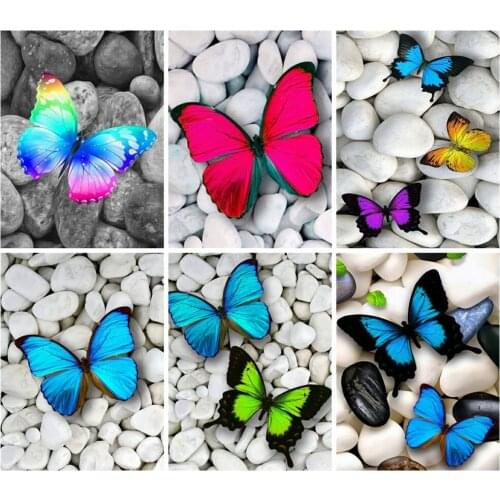 Huacan Diamond Painting Kit Butterfly Home Decor 5d Diy Diamond Embroidery Mosaic Animal Stone Diamond Art