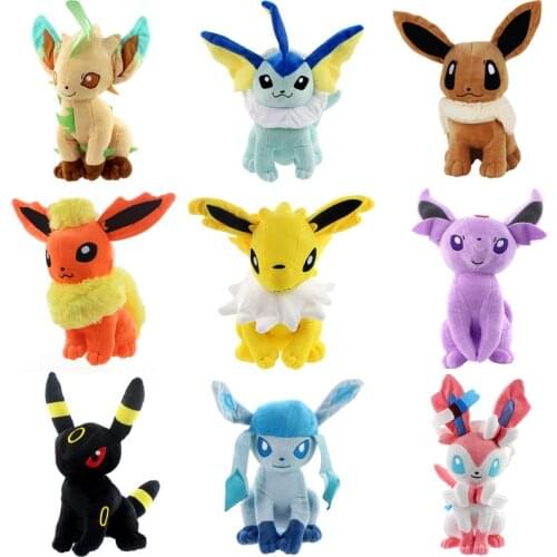 New Pokemon 30cm Eevee Espeon Sylveon Glaceon Jolteon Vaporeon Leafeon Anime Plush Toys Dolls Child Birthday Gift