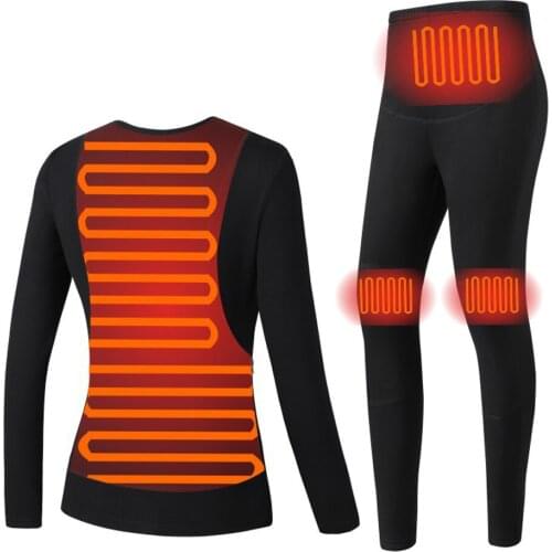 Intelligent Heating Clothing Intelligent Constant Temperature Suit Heated Underwear USB Hot Clothes Black Thermal Underwear
