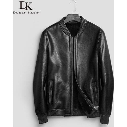 Original eco shearing leather jacket men short Designer cew collar motorcycle jacket wool lining Brand winter coats 71E88B