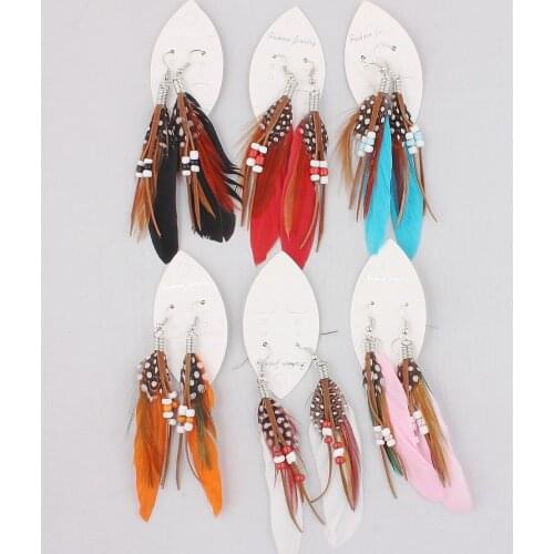 QianBei Dream 6Pairs Hollow out Vintage Leaf Feather Dangle Earrings For Women Bohemia Earring Ladys Ethnic Indian Jewelry