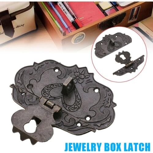 Retro Bronze Wooden Box Latch Jewelry Box Case Hasp Lock Latch Hardware Flower Pattern Chests Latch With Screws For DIY