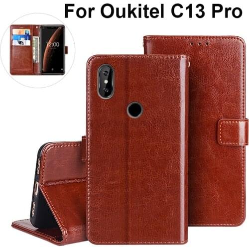 For Oukitel C13 Pro 6.18 Case Luxury Retro Book Stand PU Leather Flip Wallet Case Cover for Oukitel C13Pro Fundas