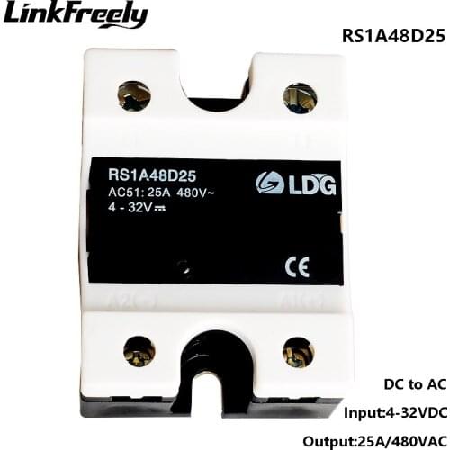 RS1A48D25 Hot Sale Input 5V 12V 24V DC Relay Solid State,Triac Output 25A /42-530V AC Voltage Control SSR Relay Switch Module