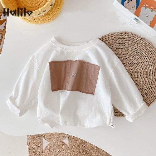 Halilo Unisex Boys Girls Boutique Shirt Long Sleeve Cotton White Color School Children Clothing