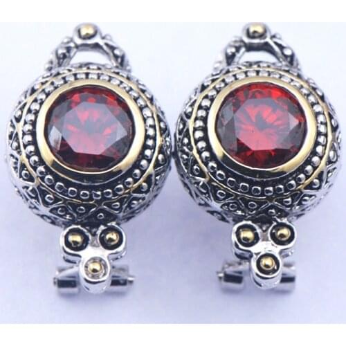 New Garnet Crystal Woman 925 Sterling Silver Crystal Earrings TE322