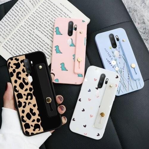 Leopard Print Silicone Case For OPPO A5 A9 Back Cover Soft TPU Coque For OPPo A 5 A 9 Wrist Strap Holder Fundas Capa Phone Bags