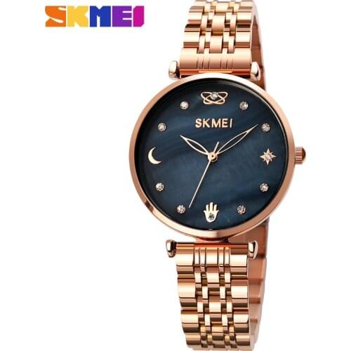SKMEI Classic Elegant Quartz Wristwatch Mother-of-pearl Dial Luxury Women Watches Gift Watches Relogio Feminino 2021