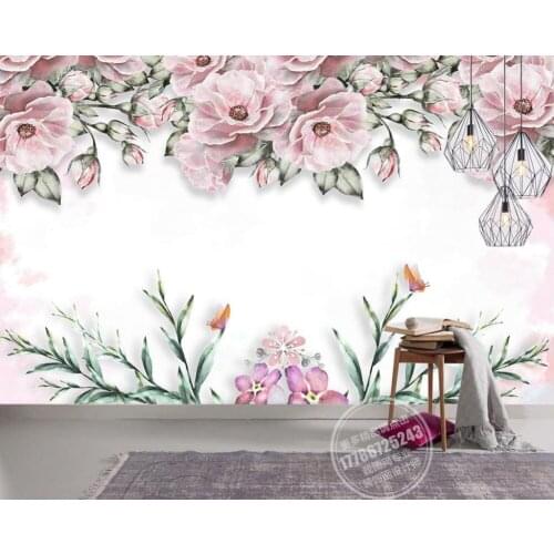 Modern Brief 3D Mural Wallpaper elegant flower Wall Mural non-woven Kitchen Wallpaper pink Wallpaper For Walls 3 d