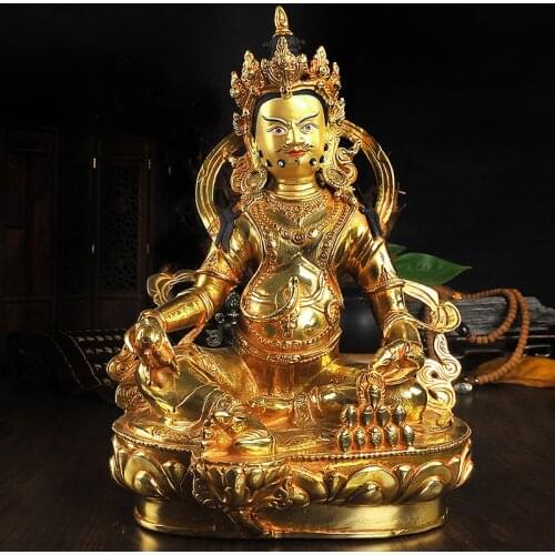 Special Offe 30CM HOME family efficacious Talisman # Buddhism full Gilding Yellow Jambhala Zambala gold Buddha brass statue