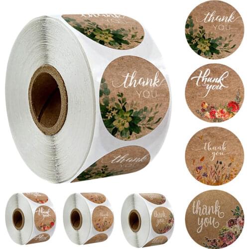 4 kinds of design flowers thank you stickers for natural Kraft paper stickers scrapbooking packaging labels stationery stickers