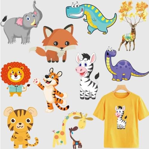 Animal Styles Stickers On Clothes Appliqued Fashion Vinyl Heat Transfer Diy Tops Fabric Patches Easy Printing