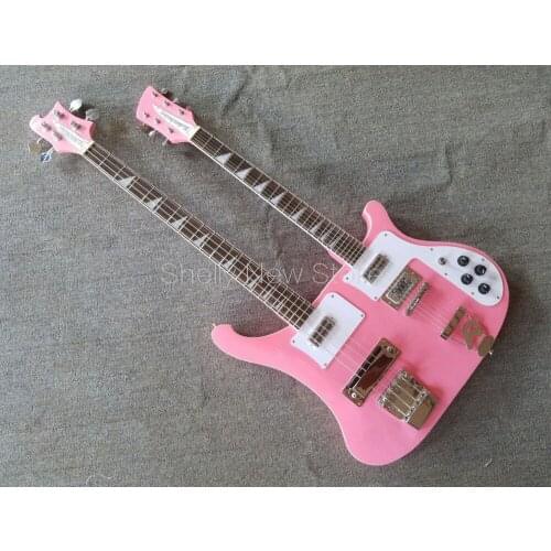 Shelly new store factory custom pink RK 4003 4/6 strings double neck bass rick electric guitar musical instrument shop