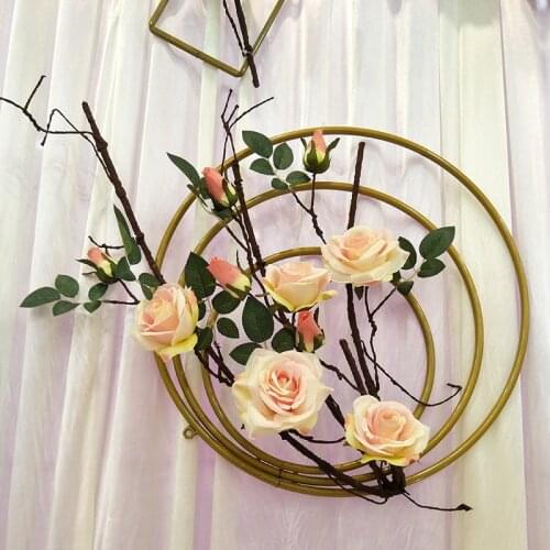 Wedding Decoration Props Metal Circle Curtain Ring Hollow Circle Wedding Stage Decoration Ceiling Line Curtain Home Decor Props