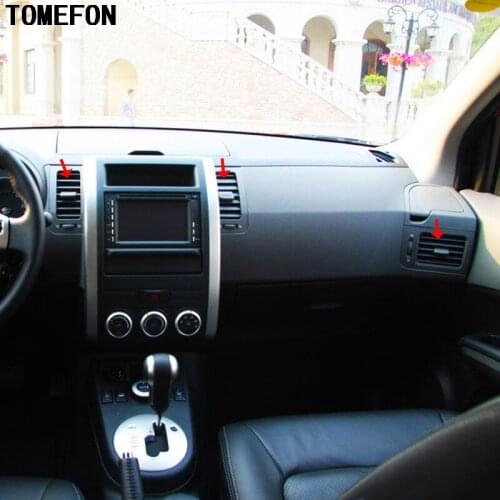 TOMEFON For Nissan X-Trail T31 ABS Chrome Front Air Vent Cover Middle Trim Interior XTrail X Trail 2008 to 2013 Car-Styling